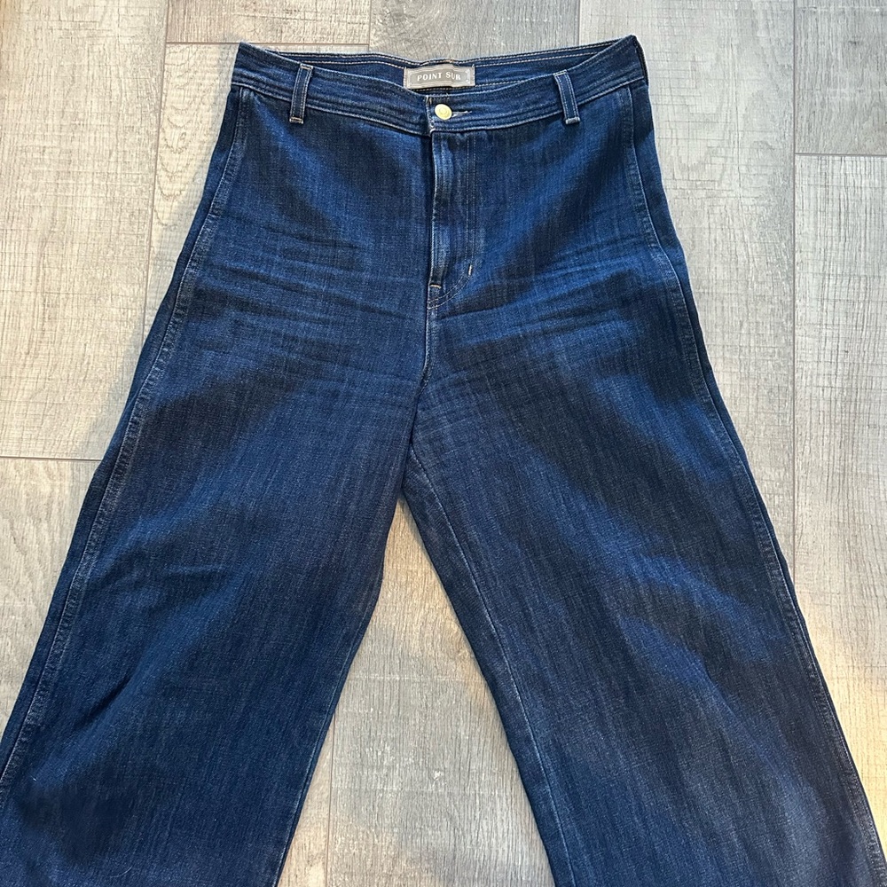 J Crew Point Sur wide leg high rise indigo jeans